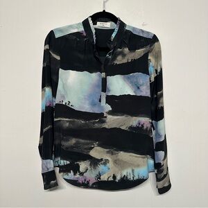 Babaton Aritzia Silk Mountain Landscape Horse Print Blouse Top